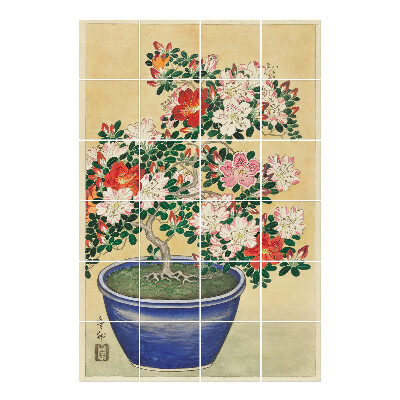 Autocolante pentru gresie Bonsai de flori într-un ghiveci