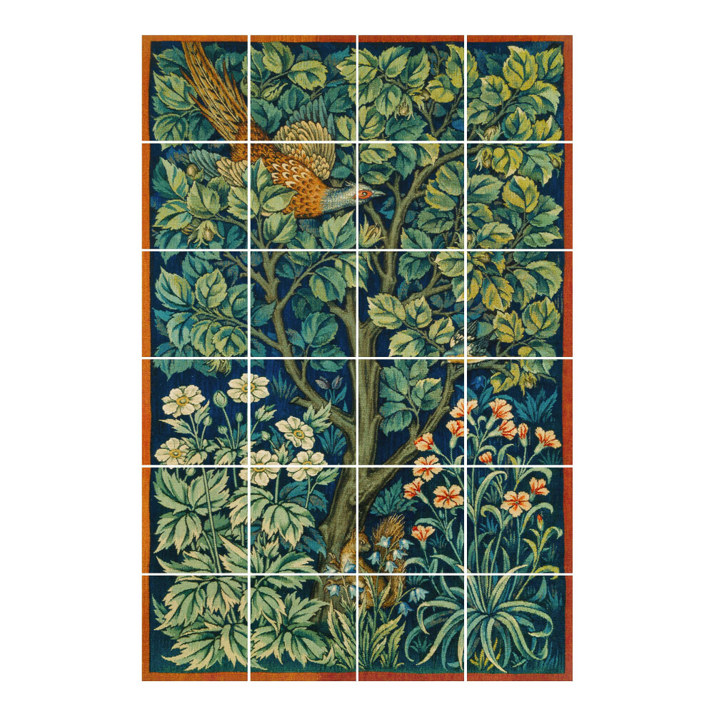 Autocolante pentru gresie Păsări într-o crângă verde