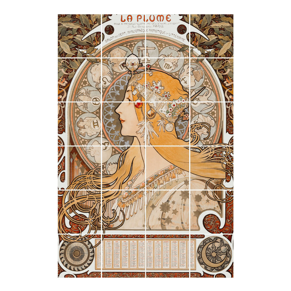 Autocolante gresie si faianta Portretul unei femei - Alfons Mucha