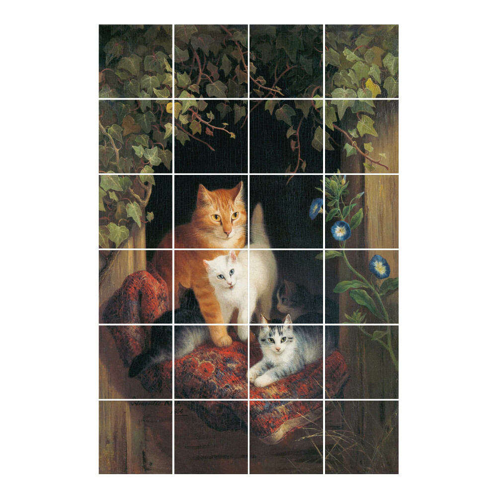 Autocolante gresie Pisici într-un adăpost confortabil