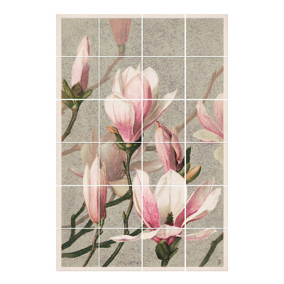 Autocolante pentru gresie Flori de magnolie înflorite