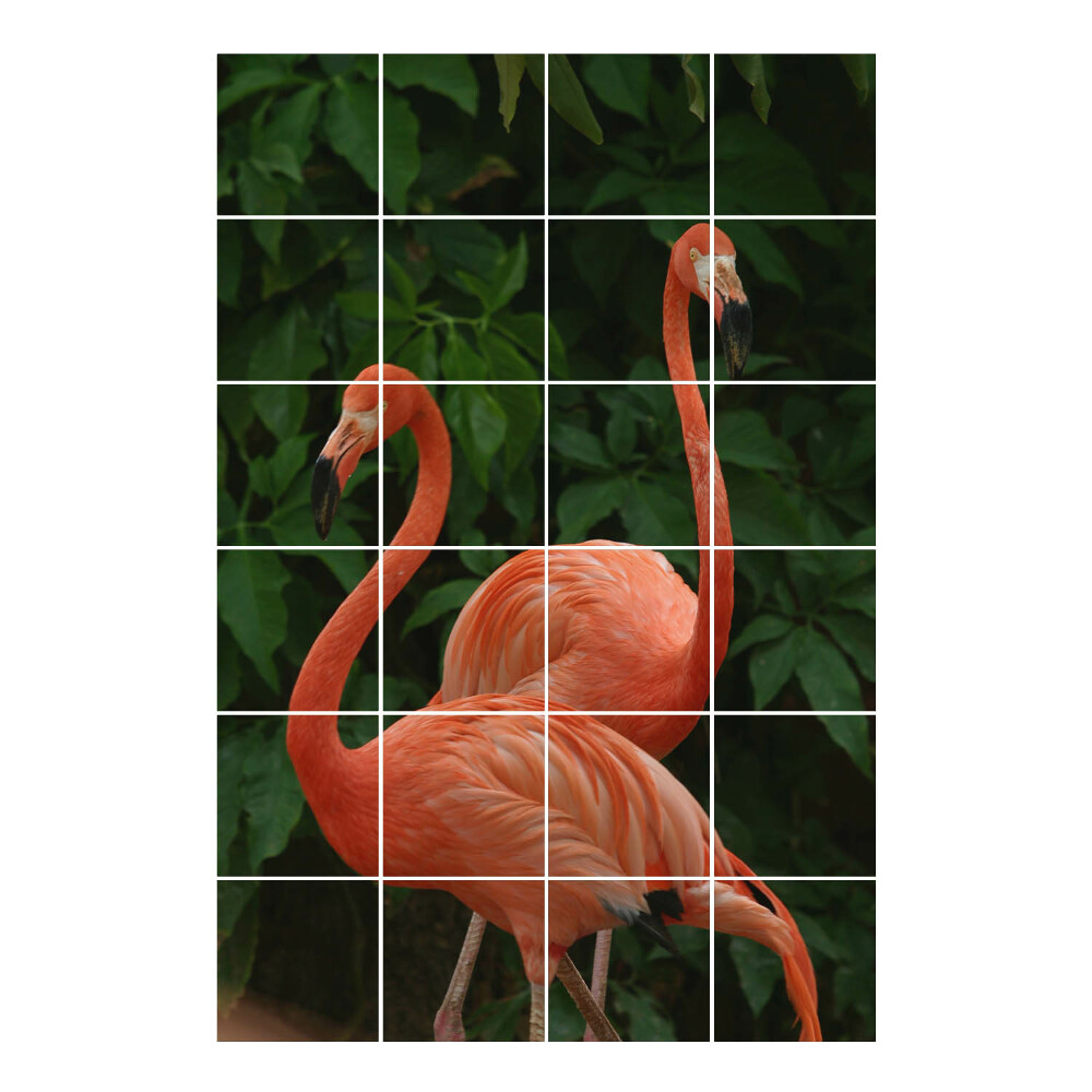 Autocolante gresie si faianta Flamingo pe fundalul frunzelor