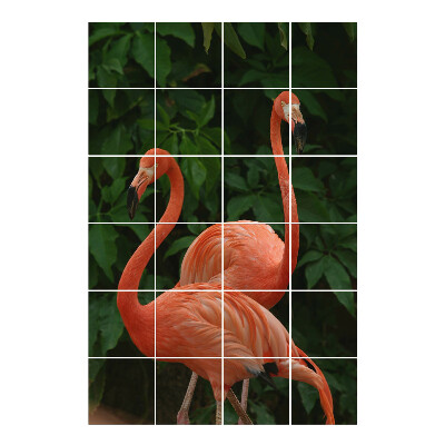 Autocolante gresie si faianta Flamingo pe fundalul frunzelor