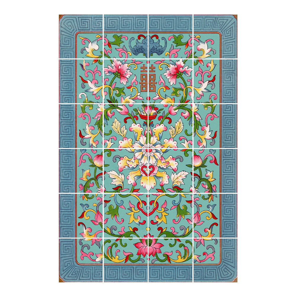 Autocolante gresie si faianta Motiv floral cu ornamente