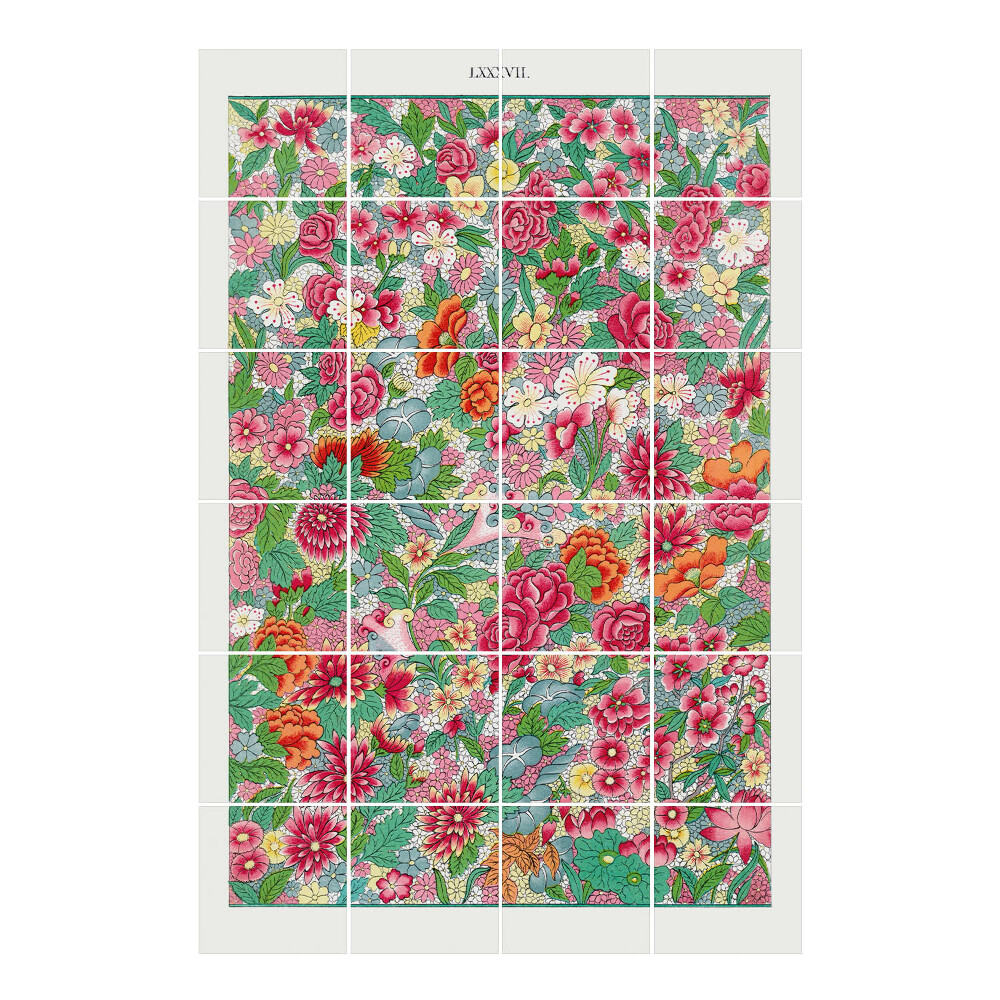 Autocolante pentru gresie Un desiș floral de motive