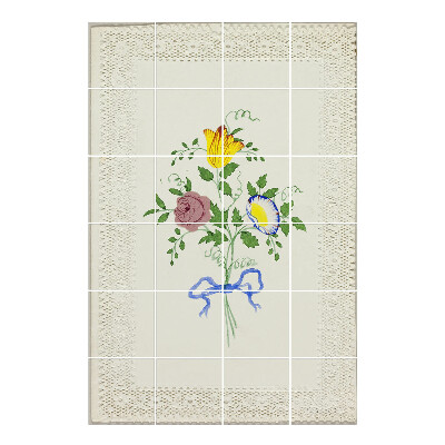 Autocolante gresie si faianta Buchet de flori cu panglică