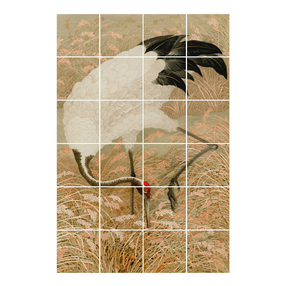 Autocolante pentru gresie Stârc în iarbă