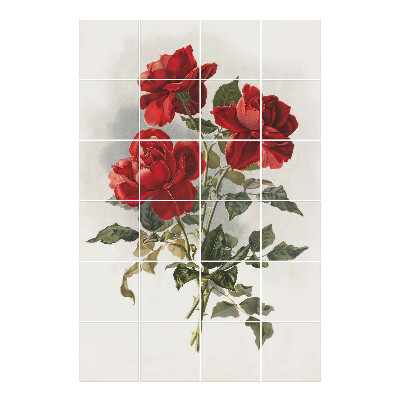 Autocolante gresie si faianta Trei trandafiri plini