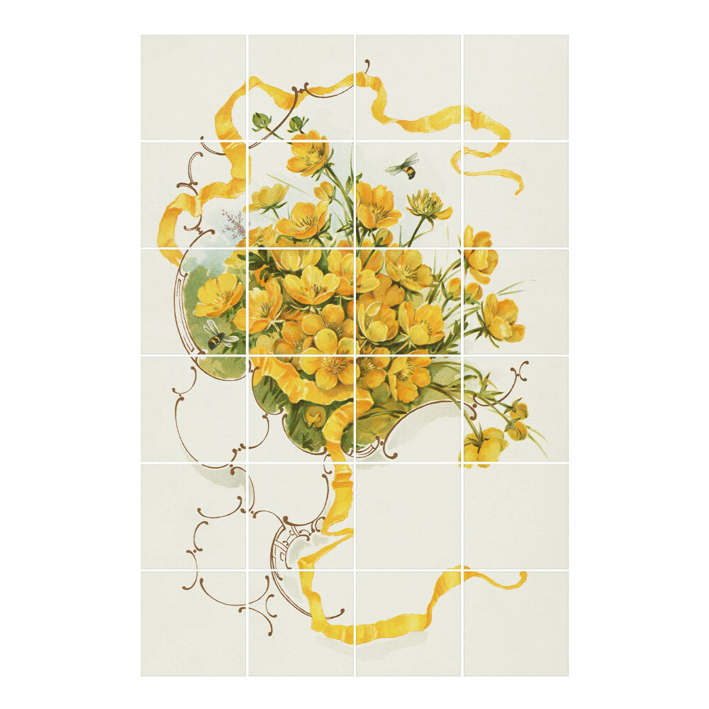 Autocolante pentru gresie Buchet de flori cu panglică