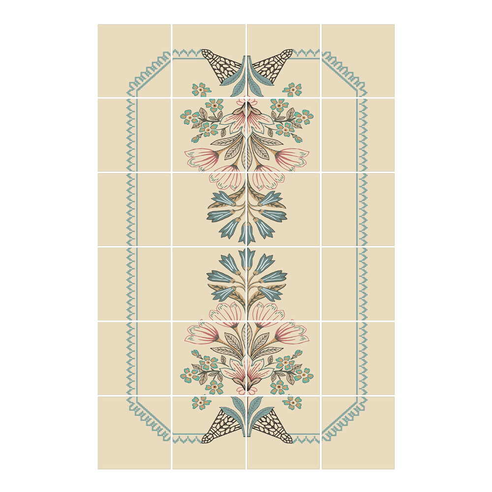 Autocolante pentru gresie Motiv floral cu ramă