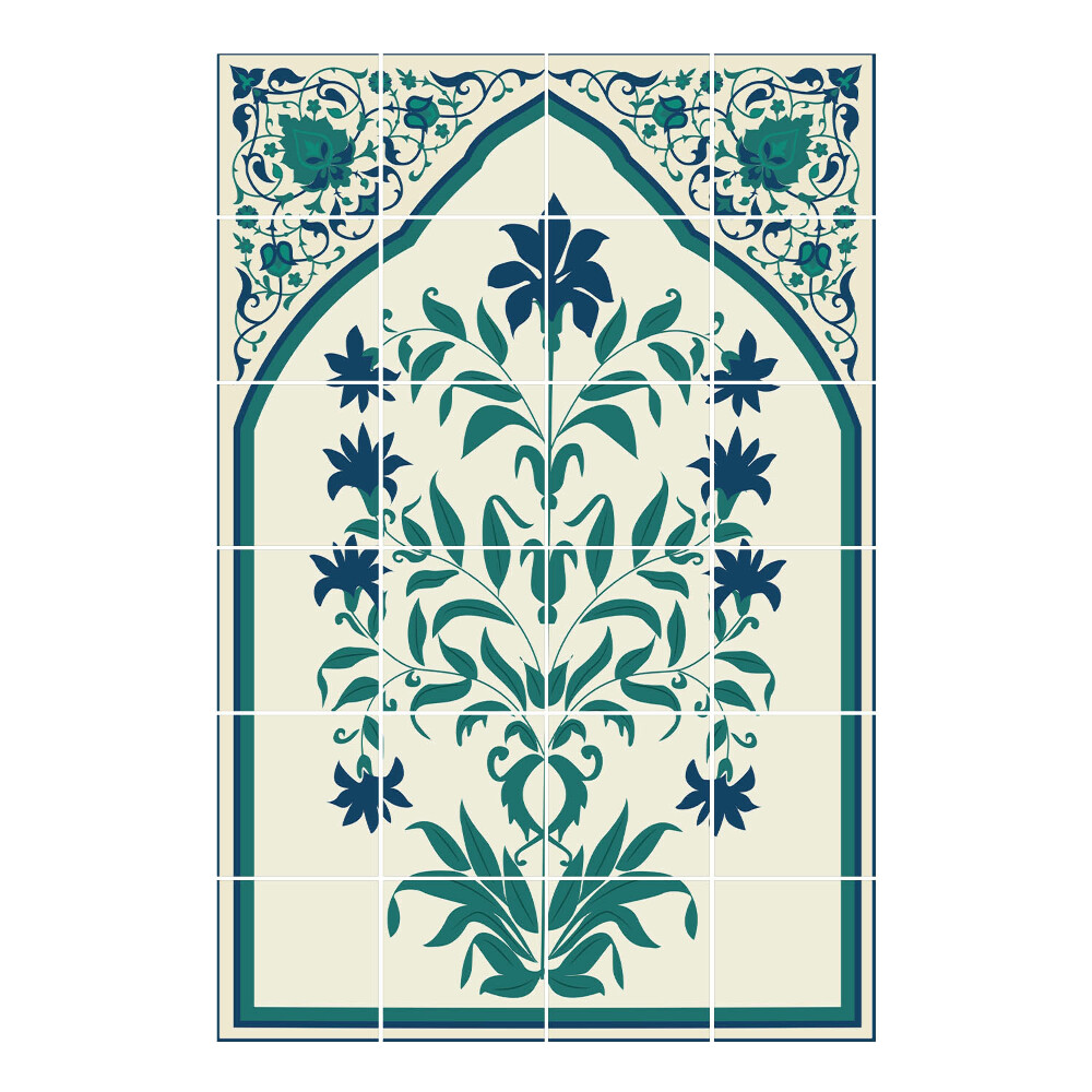 Autocolante gresie Ornament floral în cadru