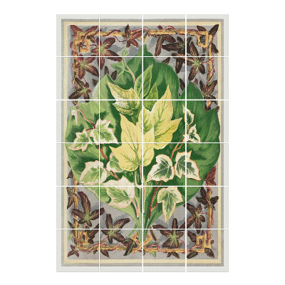 Autocolante gresie si faianta Frunze pe un fundal decorativ