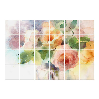 Autocolante pentru gresie Buchet floral în acuarelă