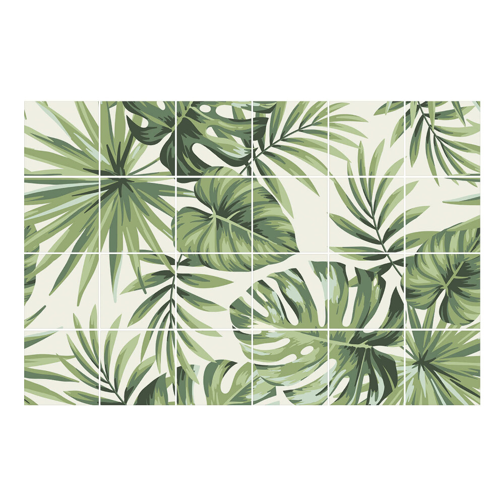 Autocolante gresie si faianta Frunze tropicale într-un aranjament