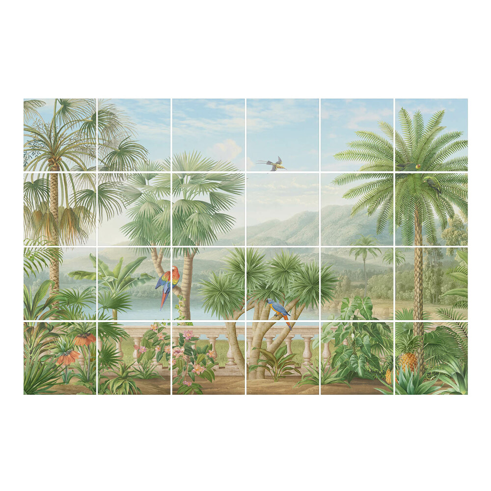 Autocolante pentru gresie Paradis tropical cu păsări