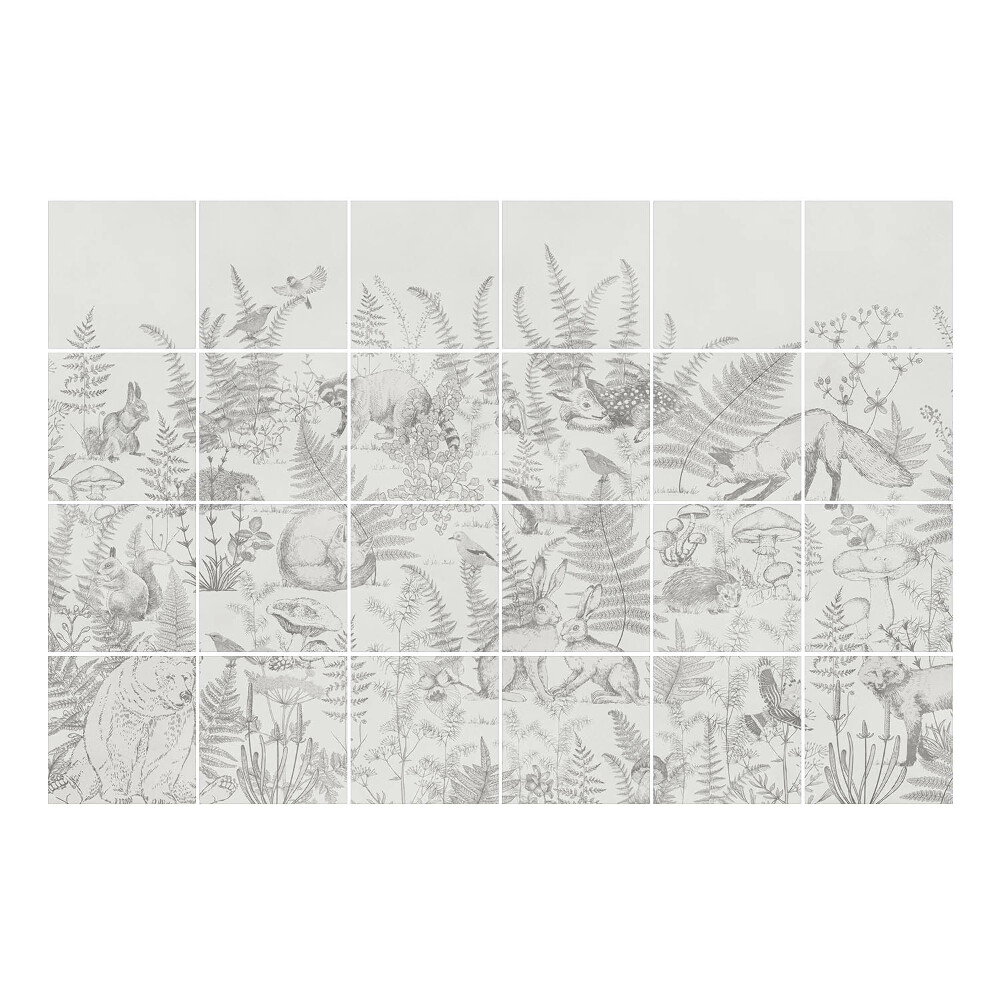 Autocolante pentru gresie Scenă de pădure cu faună