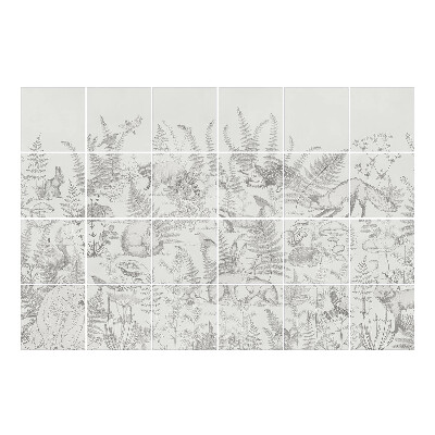 Autocolante pentru gresie Scenă de pădure cu faună