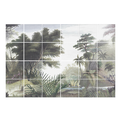 Autocolante pentru gresie Peisaj tropical cu o barcă