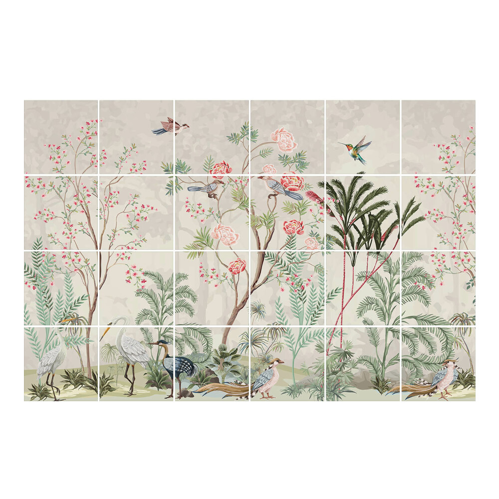 Autocolante gresie si faianta Peisaj tropical cu păsări