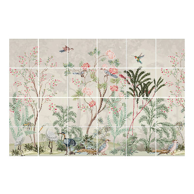 Autocolante gresie si faianta Peisaj tropical cu păsări