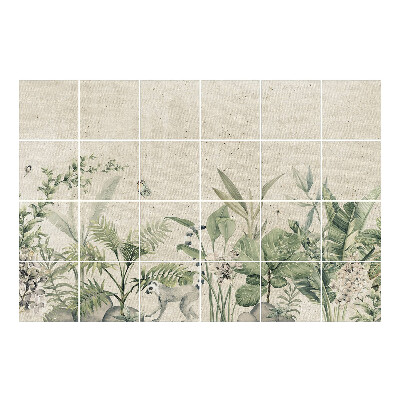 Autocolante pentru gresie Vegetație tropicală cu o maimuță