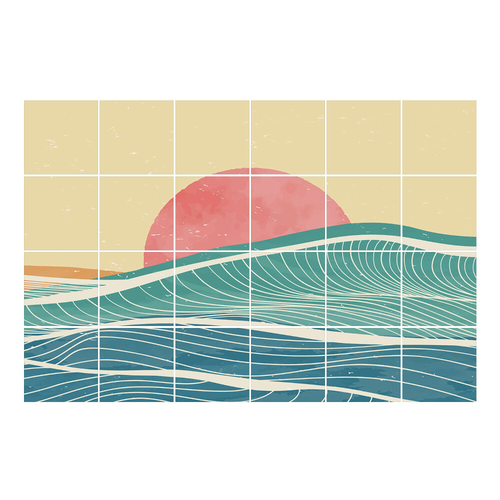 Autocolante gresie si faianta Valuri și soarele care răsare