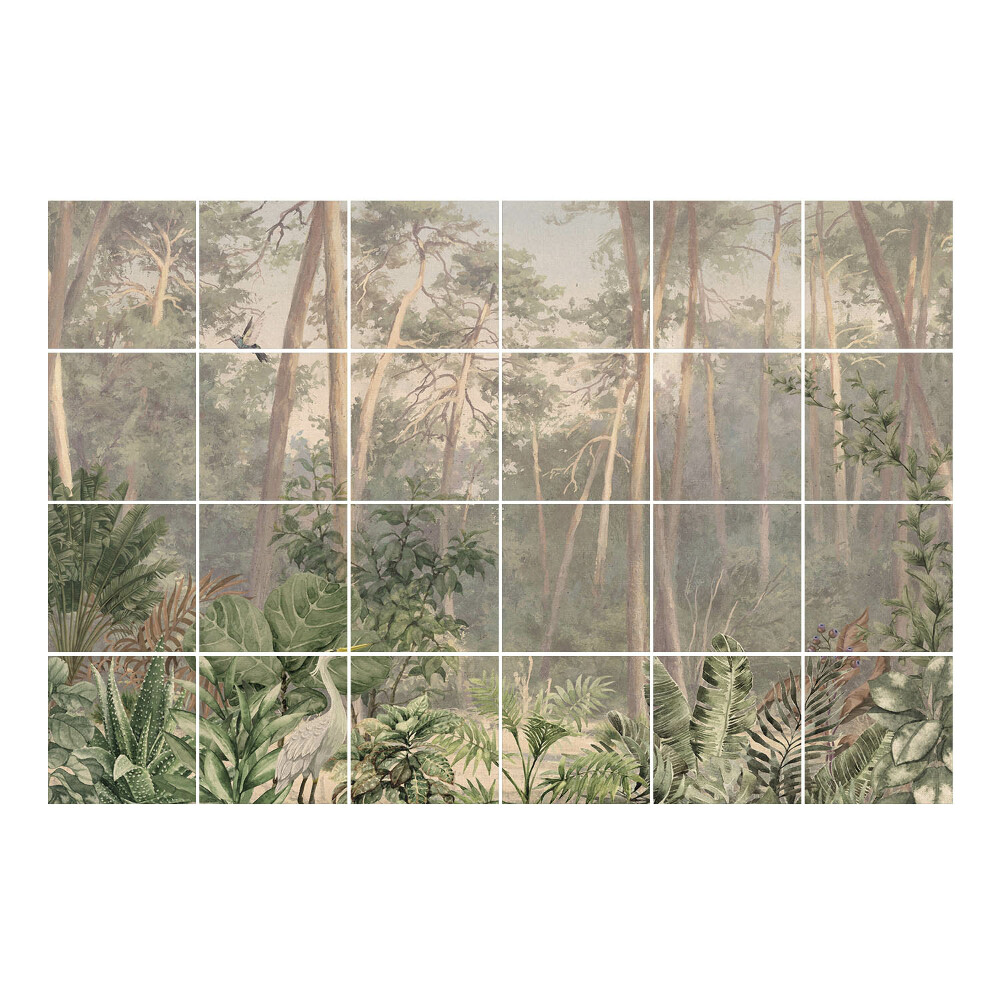 Autocolante pentru gresie Pădurea tropicală misterioasă