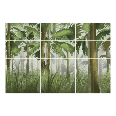 Autocolante pentru gresie Pădure tropicală cu palmieri