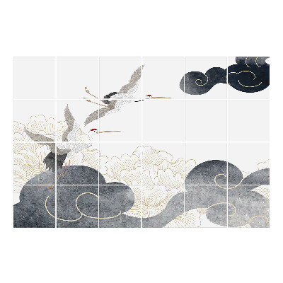 Autocolante pentru gresie Bufnițe zburând deasupra norilor