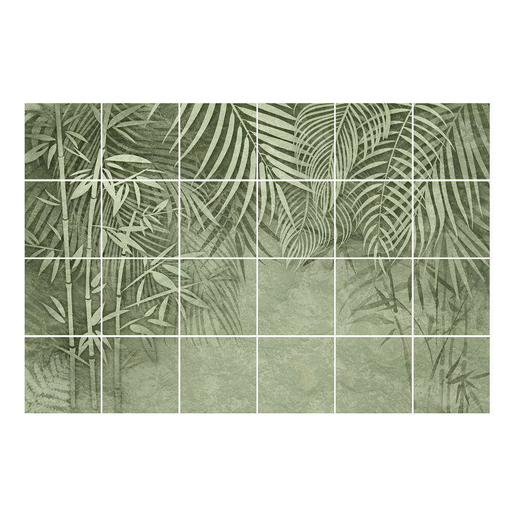 Autocolante gresie si faianta Frunze tropicale în fundal