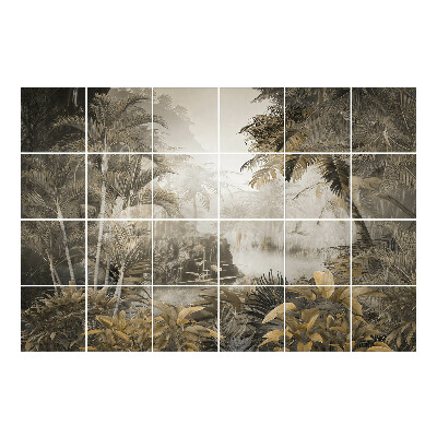 Autocolante pentru gresie Peisaj tropical cu vegetație