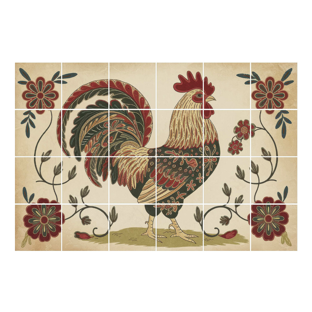 Autocolante gresie si faianta Cocoș în stil popular