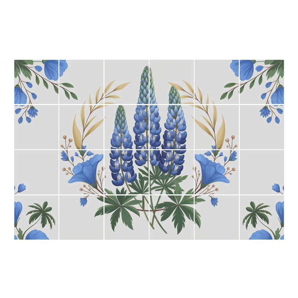 Autocolante pentru gresie Motiv floral cu lupini