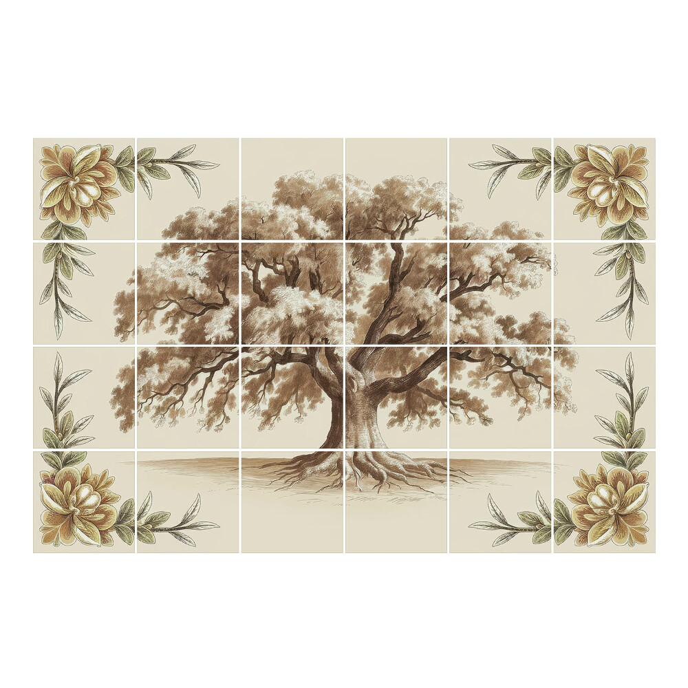 Autocolante gresie si faianta Un copac înconjurat de frunze