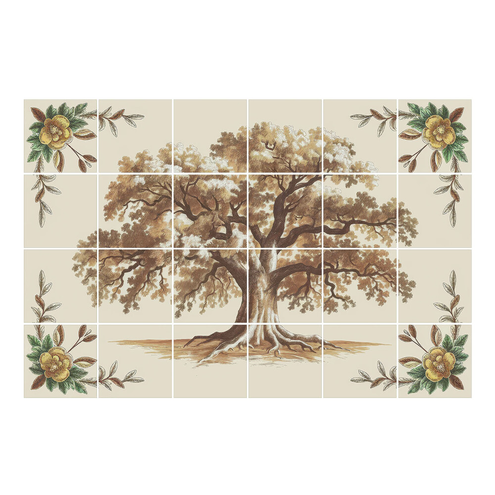 Autocolante pentru gresie Maiestatea stejarului cu cadru