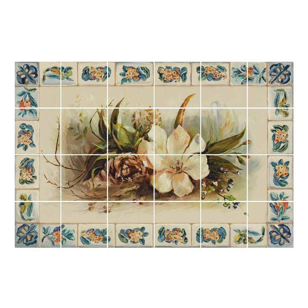 Autocolante gresie si faianta O compoziție florală cu elemente din natură