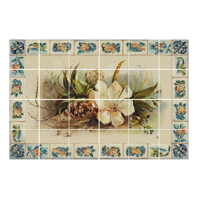 Autocolante gresie si faianta O compoziție florală cu elemente din natură