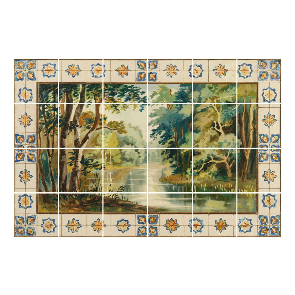 Autocolante gresie si faianta Un peisaj liniștit cu un râu