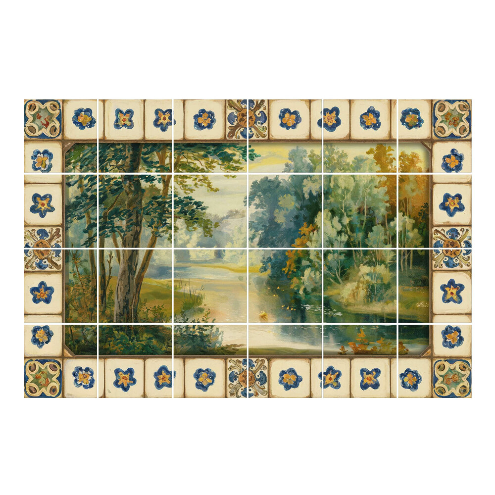 Autocolante pentru gresie Un peisaj pitoresc cu un râu