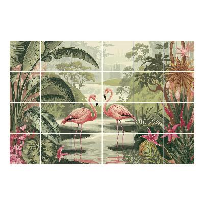 Autocolante gresie si faianta Flamingo într-un paradis tropical