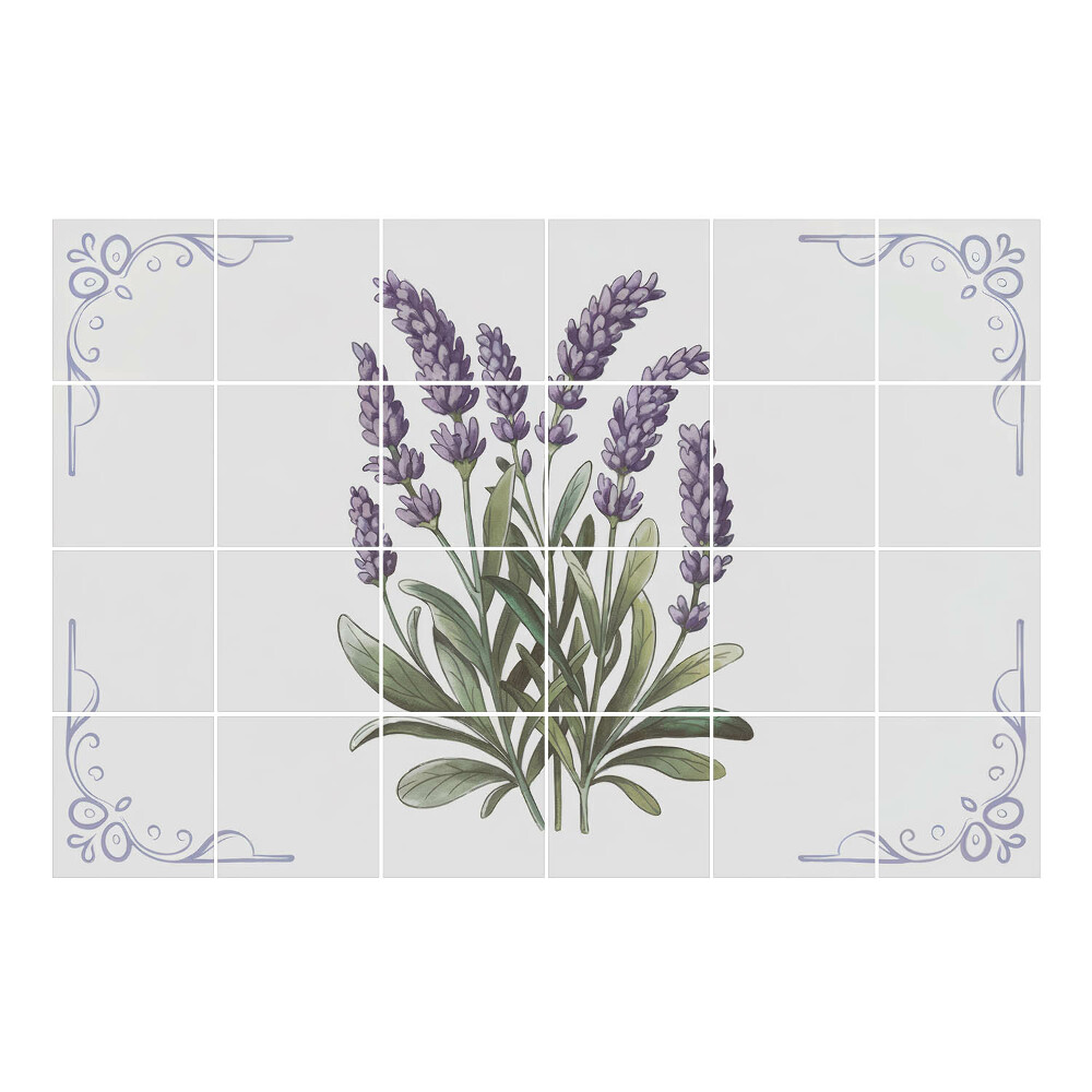 Autocolante gresie si faianta Flori de lavandă cu frunze