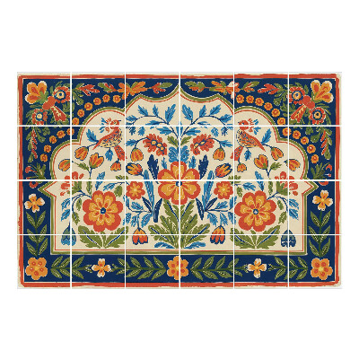 Autocolante pentru gresie Motiv floral cu păsări