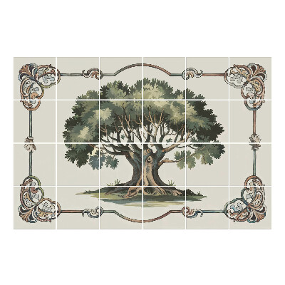 Autocolante gresie si faianta Un copac într-o ramă decorativă