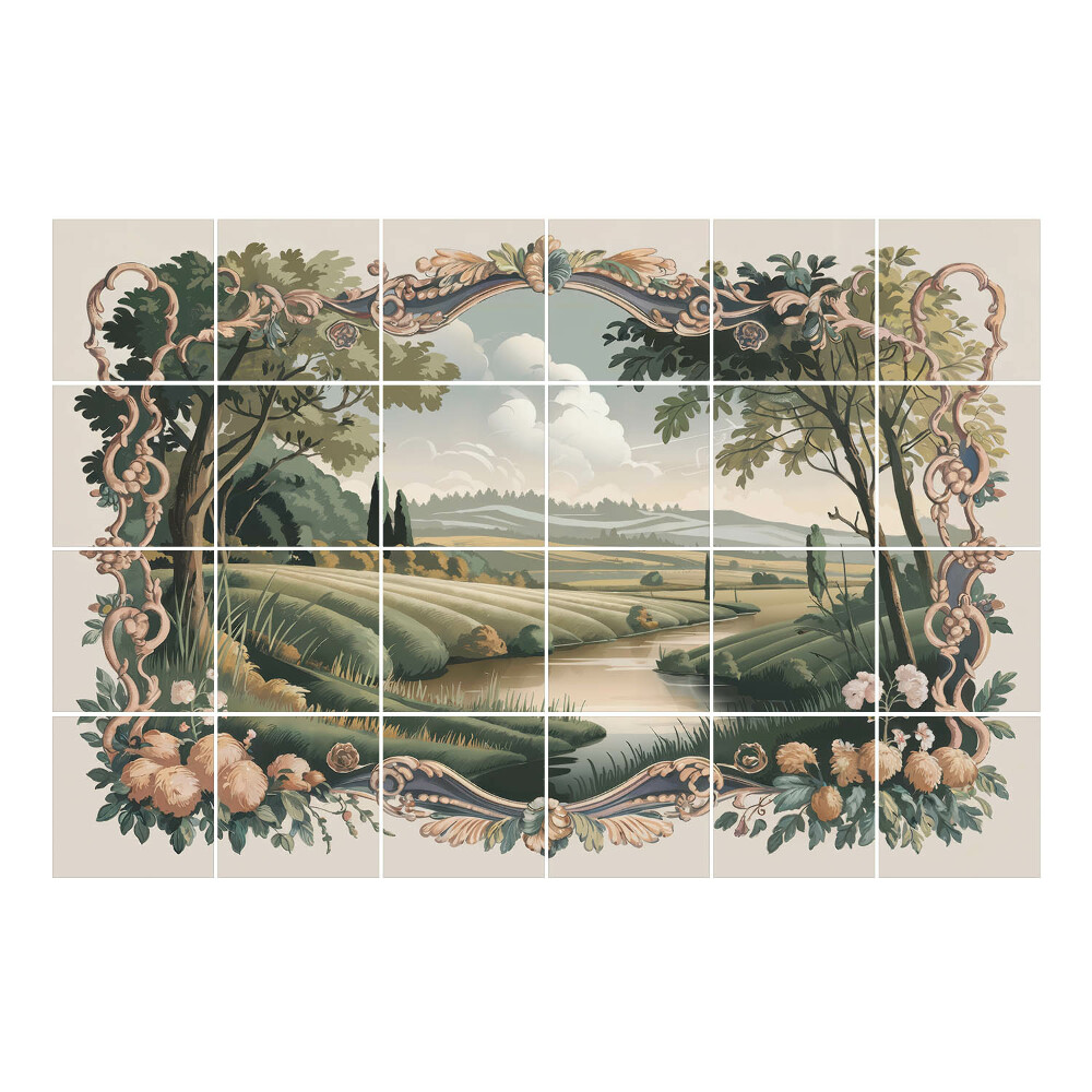 Autocolante pentru gresie Un peisaj idilic cu un râu