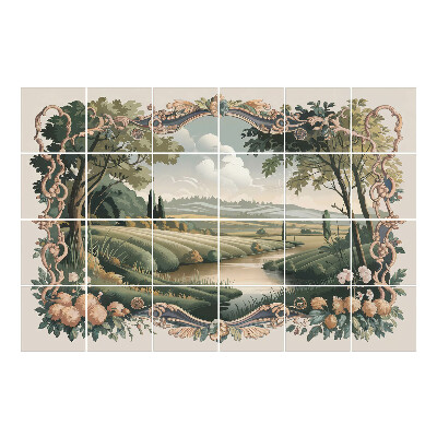 Autocolante pentru gresie Un peisaj idilic cu un râu