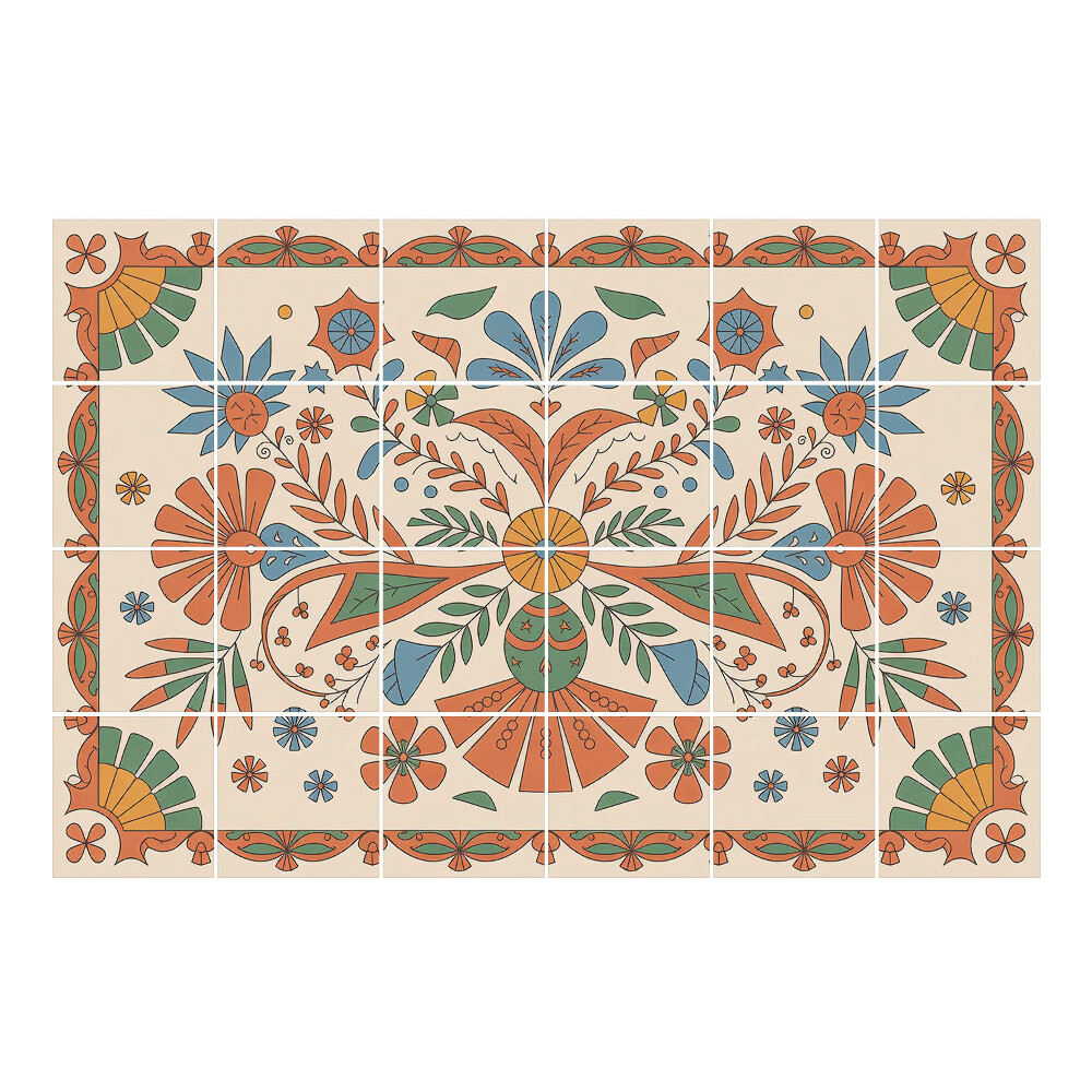 Autocolante pentru gresie Motiv popular floral