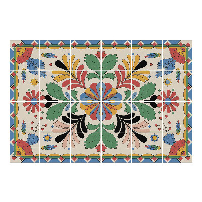 Autocolante gresie si faianta Ornament floral cu frunze