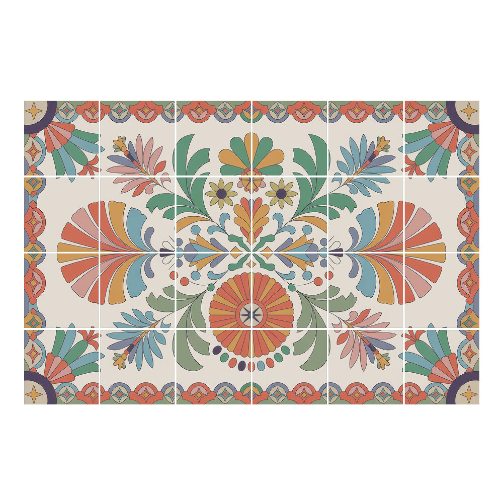 Autocolante pentru gresie Ornamente florale în stil popular