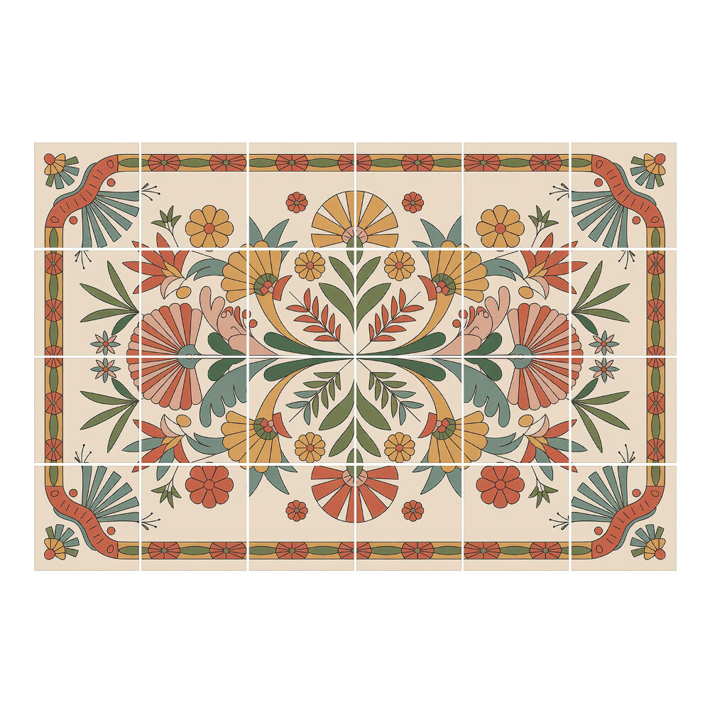 Autocolante gresie si faianta Broderie florală populară