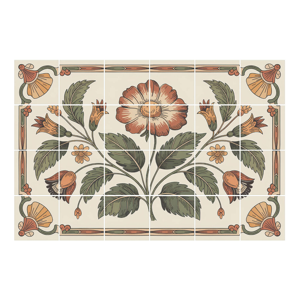 Autocolante pentru gresie Motiv floral cu frunze